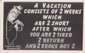 Vacation Poem , Lakeview Cafe , OSOYOOS , B.C. , Canada , 30-40s