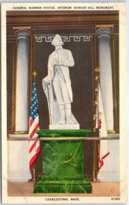 M-64498 General Warren Statue Interior Bunker Hill Monument Charlestown Bosto...