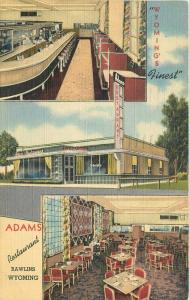Adams Restaurant Rawllins Wyoming 1952 Postcard linen multi View 1876