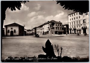 Asti - Piazza Mggio Battistero S. Pietro Italy Statue Real Photo RPPC Postcard