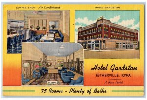 Estherville Iowa IA Postcard Hotel Gardston Multiview Advertising c1940 Unposted
