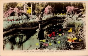 Italian Garden Butchart's Gardens Victoria BC Real Photo Postcard PC159