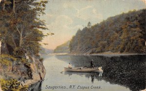 Saugerties New York Esopus Creek, Color Lithograph Vintage Postcard U12164