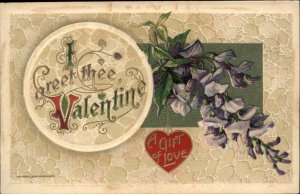 Winsch Valentine Art Nouveau Flowers Embossed c1910 Vintage Postcard