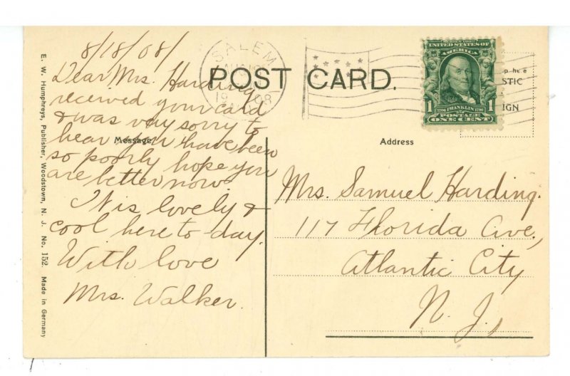 NJ - Alloway. House's Pond ca 1908