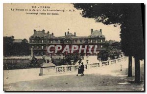 Old Postcard Paris Palace and Luxembourg Gardens