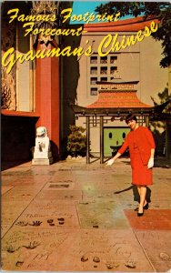 Famous Footprint Graumans Chinese Theatre Hollywood California Ca Wob Postcard 