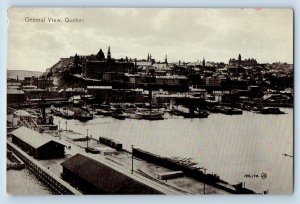 Quebec Canada Postcard General View Boat in Landing c1910 Antique Unposted