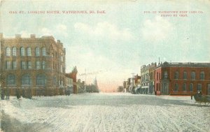 1913 Oak Street Looking South Watertown South Dakota Postcard 20-14215