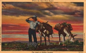 Vintage Postcard 1951 The Land Of Golden Sunsets Where The Real West Begins