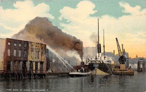 Fire Boat At Work Cleveland OH USA Postcard
