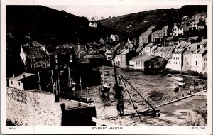 VINTAGE POLPERRO ENGLAND VILLIAGE HARBOUR TUCK'S REAL PHOTO POSTCARD 26-201