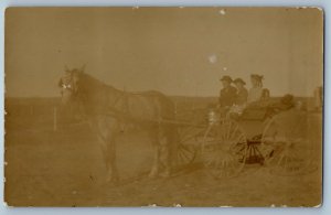 c1910's Childrens Ride On Horse Drawn Buggy RPPC Photo Unposted Antique Postcard