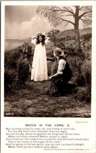 RPPC, MAISIE IN THE CORN 3 Bamforth Romantic Couple ARTHUR PEARSON Poem Postcard