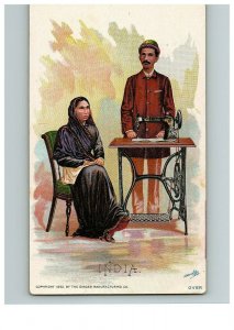 1892 Singer Manufacturing Co Trade India Sewing Card Victorian Europe South Asia 