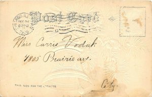 Merry Christmas 1906 Undivided Back Embossed Postcard Silver Bell Pine