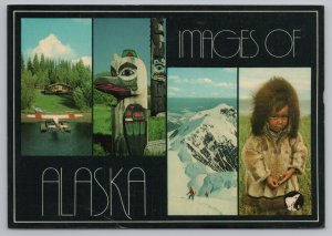 Native Americana Indian~Images Of AK~Totem~Plane Parking~Continental Postcard