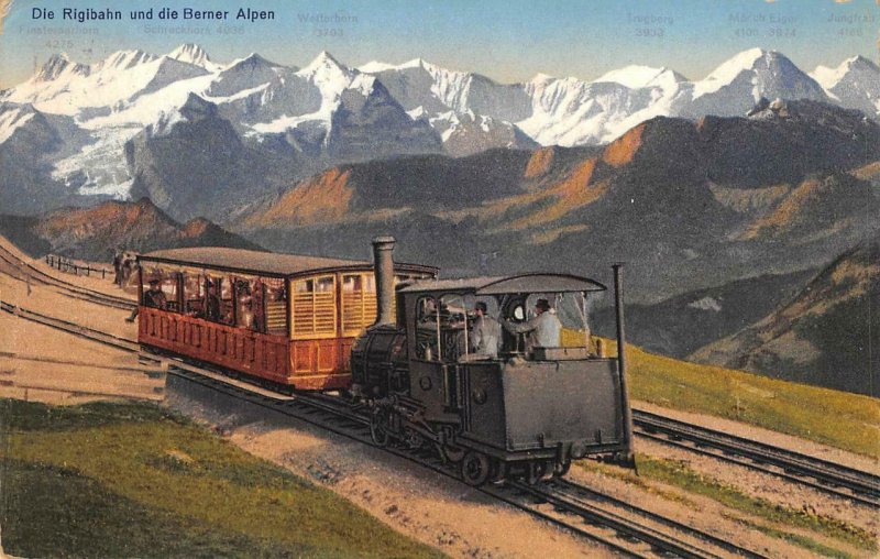 Die Rigibahn und die Berner Alpen Switzerland Railroad 1927 Vintage Postcard