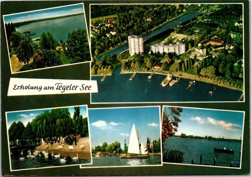 Postcard German Berlin Relaxing at Lake Tegel multiview