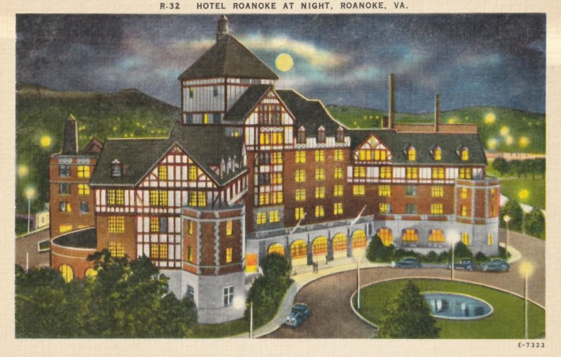 VINTAGE POSTCARD HOTEL ROANOKE IN WHITE BORDER LINEN MINT CONDITION