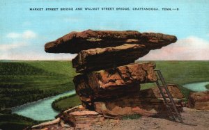 Vintage Postcard Market Street Bridge & Walnut Street Chattanooga Tennessee TN
