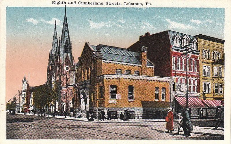 Postcard Eighth and Cumberland Streets Lebanon PA