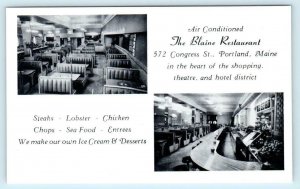 PORTLAND, Maine ME ~ Interior THE BLAINE RESTAURANT c1950s-60s  Postcard