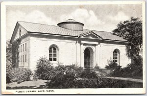 Public Library Ayer Massachusetts MA Front View Building Postcard