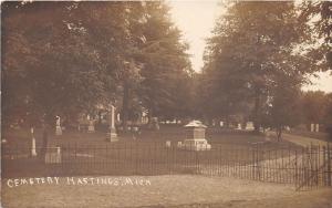 E47/ Hastings Michigan Mi Real Photo RPPC Postcard c1910 Cemetery View