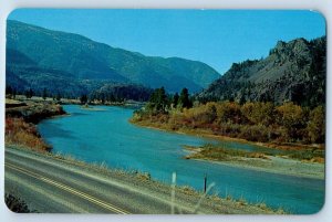 1960 Plains Montana Postcard Clarkfork River Highway Route River Water Grade