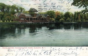 Postcard 1907 View of Boat House , Washington Park, Albany, NY.   L3