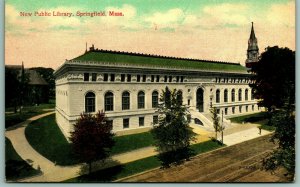 New Public Library Springfield MA Massachusetts UNP Unused DB Postcard G1