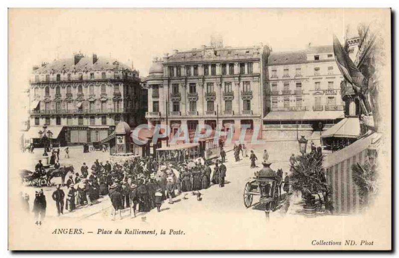 Old Postcard Angers rallying Square Post office