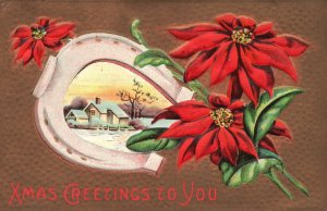 Christmas Greetings To You Season's Greetings Holiday Vintage Postcard c1910