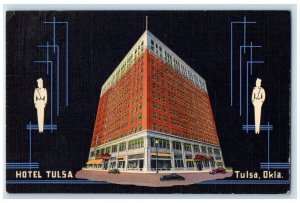 c1940's Hotel Tulsa Building Night View Tulsa Oklahoma OK Vintage Postcard