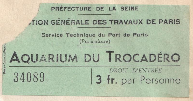 Aquarium Du Trocadero Paris Fish Museum Old Ticket