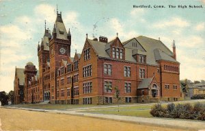 HARTFORD, CT Connecticut      THE HIGH SCHOOL     1912 Postcard