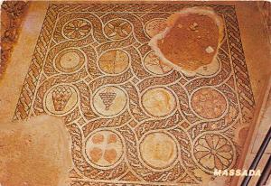 B74614 the mosaic floor withe sixteen medalions containing design Massada israel