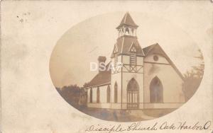 Ohio Postcard Real Photo RPPC 1909 OAK HARBOR Disciple Church