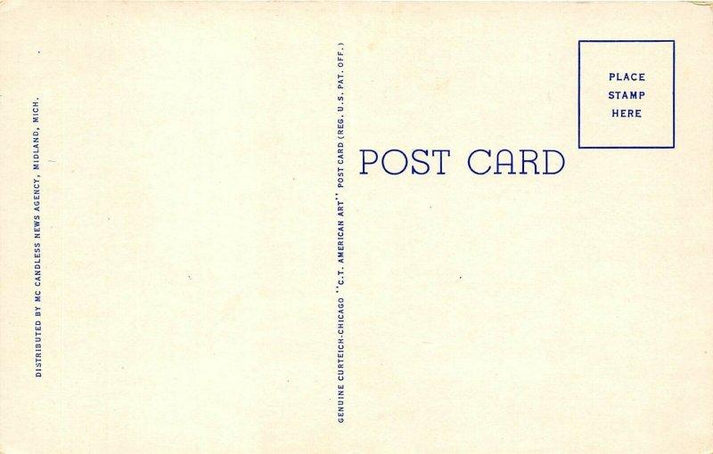 Midland Michigan 1940s Postcard Currie Stadium