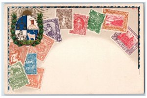 c1905 Stamp Collage Uruguay Zieher Unposted Antique Postcard 
