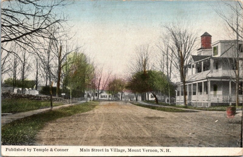 Vtg Mount Vernon New Hampshire NH Main Street in Village View 1910s Postcard