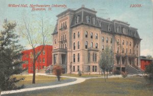 WILLARD HALL NORTHWESTERN UNIVERSITY EVANSTON ILLINOIS POSTCARD 1914