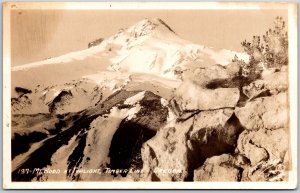 1927 Mount Hood At Twilight Timberline Oregon OR Real Photo RPPC Posted Postcard