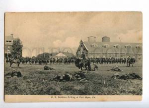 233142 US Soldiers Drilling at Fort Myer VA Vintage postcard