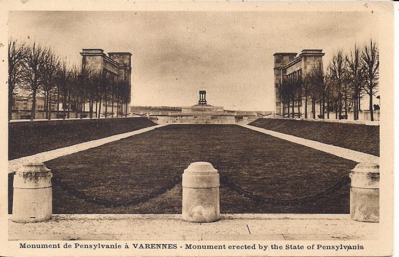 WWI Memorial Pennsylvania Monument 1920 PA Battlefield Varennes, Named Architect