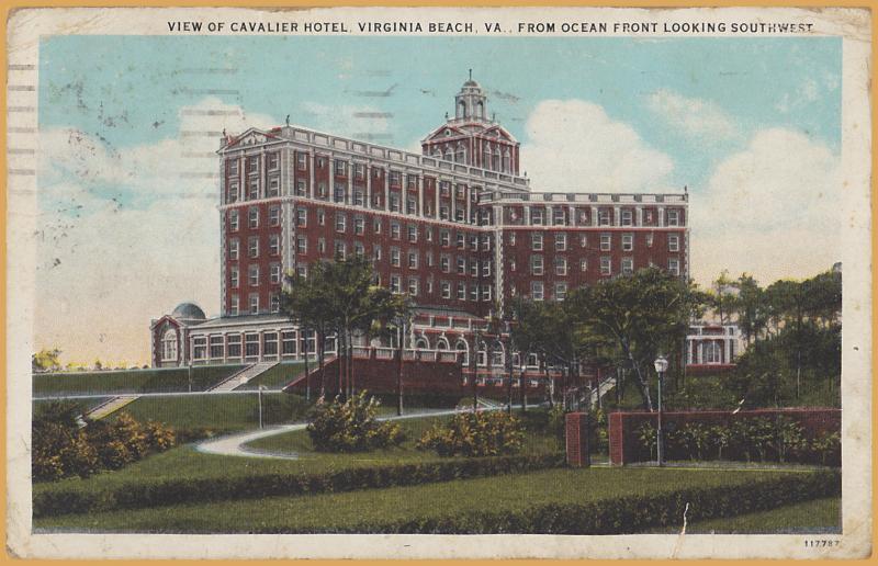 Virginia Beach, VA., View of Hotel Cavalier from Ocean Front looking SW - 1928