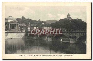 Old Postcard Torino Ponte Vittorio Emanuele Monte dei Cappuccini