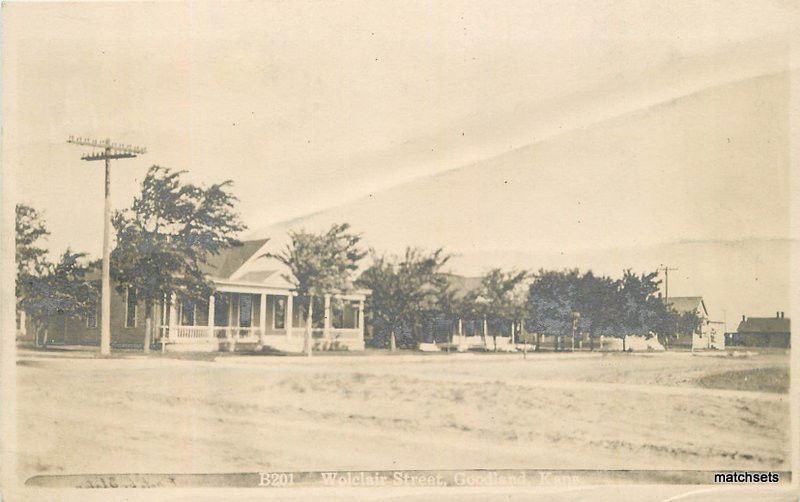 C-1910 GOODLAND KANSAS Wolchair Street View RPPC  Real Photo postcard 16-59