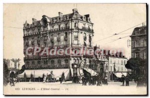 Old Postcard Limoges Hotel Central